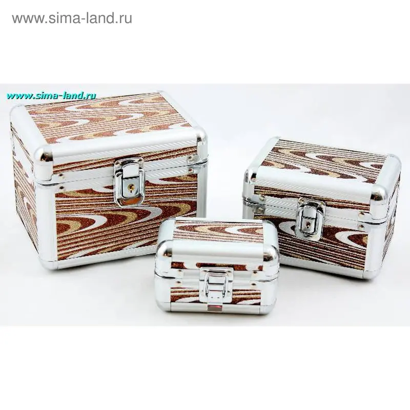 шкатулка пластик 3 в 1 17*13*12,5 см тёмно-золотой зигзаг (бокс 24 шт)