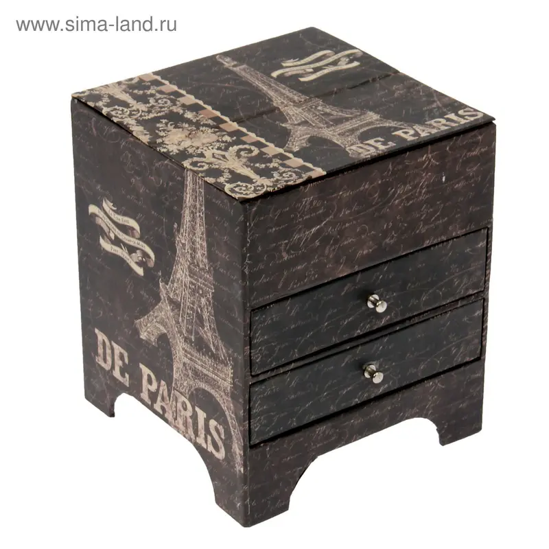 Шкатулка картон комод "Эйфелева башня" МИКС 17,5х15х15 см