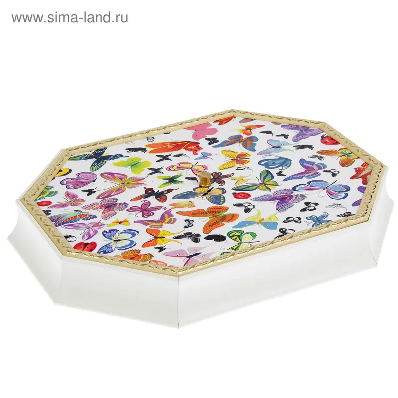 Шкатулка "Бабочки" Белая 31,5х23,5х5 см