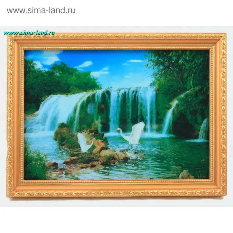 картина свет 40*30 см лебеди 871 (бокс 12 шт)