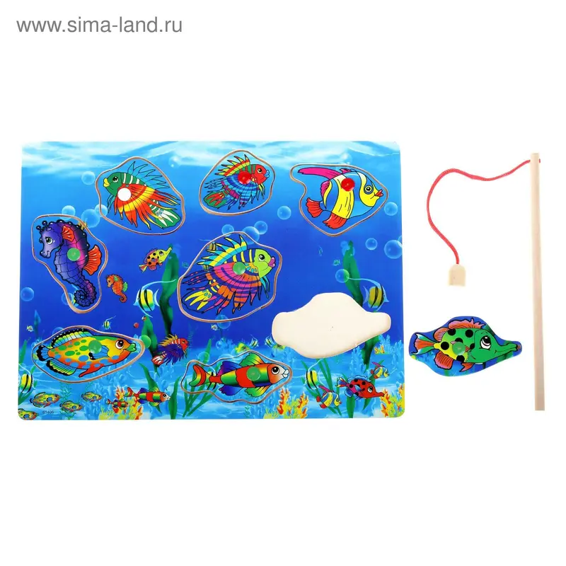 Рыбалка "Экзотические рыбы", 8 элементов + удочка
