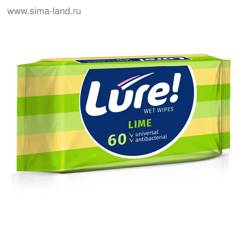 Влажные салфетки Lure, c антибактериальным эффектом, 60 шт