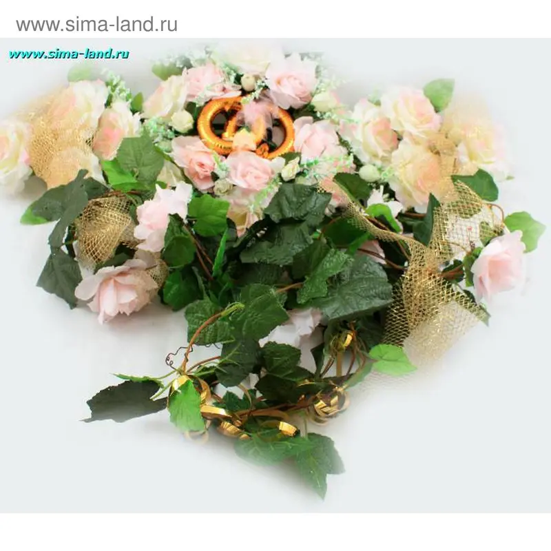 букет 35*75*25+2лианы*1,5 м.+колечки розовые розы