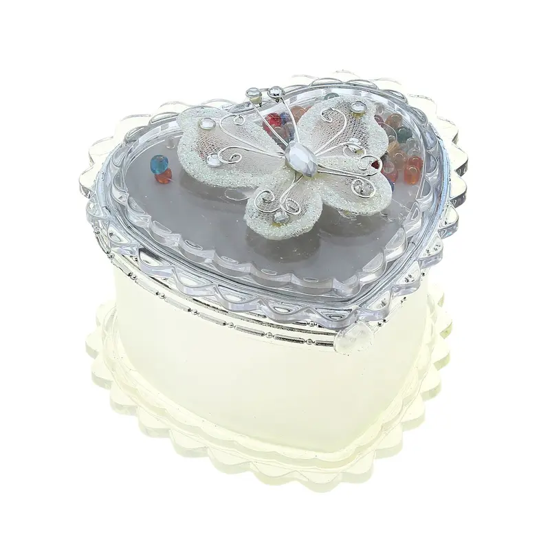 Шкатулка белая с бисером "Бабочка" 9х6,5 см