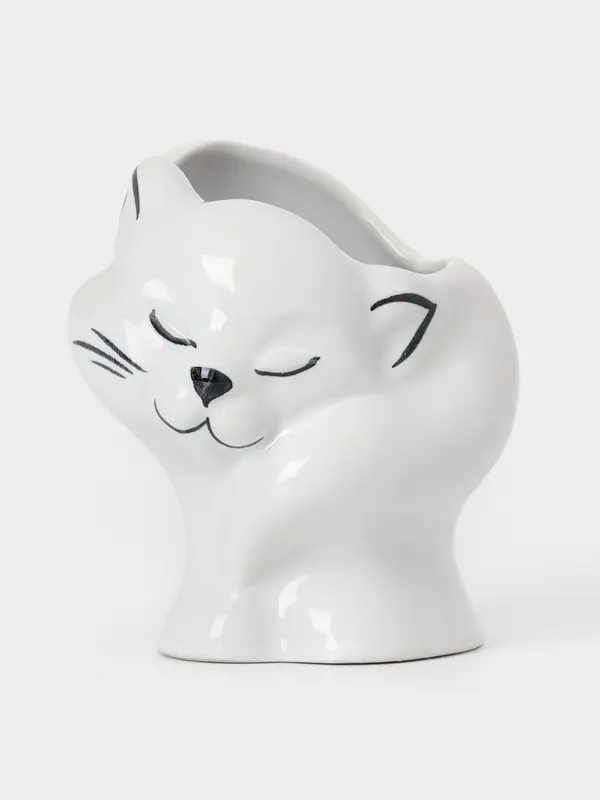 Стакан под зубную щётку «Кошка», 8×10×12 см, фарфор