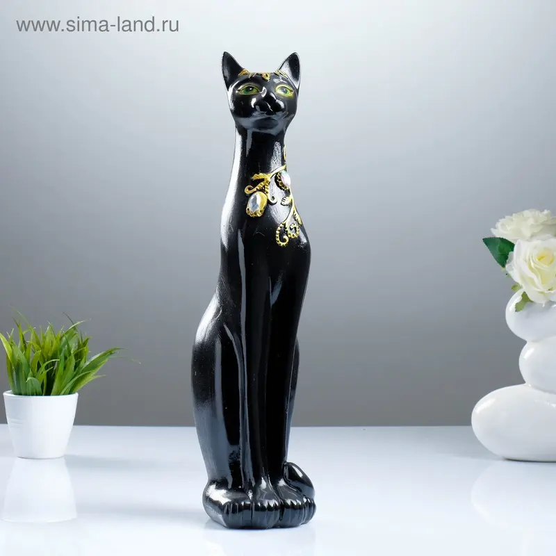 Фигура "Кошка Дарья со стразами" 13х10х47см