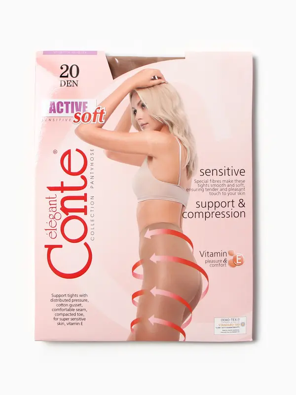 Колготки женские Conte Elegant Active Soft, 20 den, размер 4, цвет natural