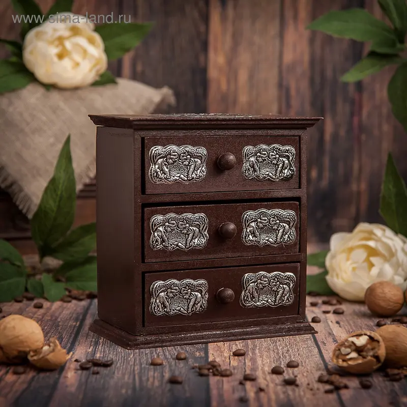 Шкатулка с гравюрой "Комод Слоник" 15,5х8х15 см