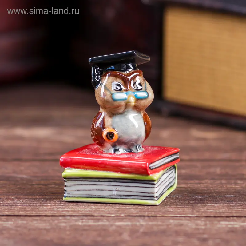 Сувенир керамика "Совенок с книгами" 5х3,5х3 см
