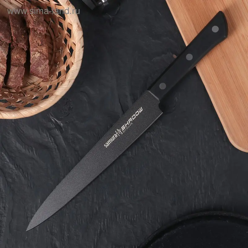 Нож кухонный Samura SHADOW, для нарезки, лезвие 19,6 см