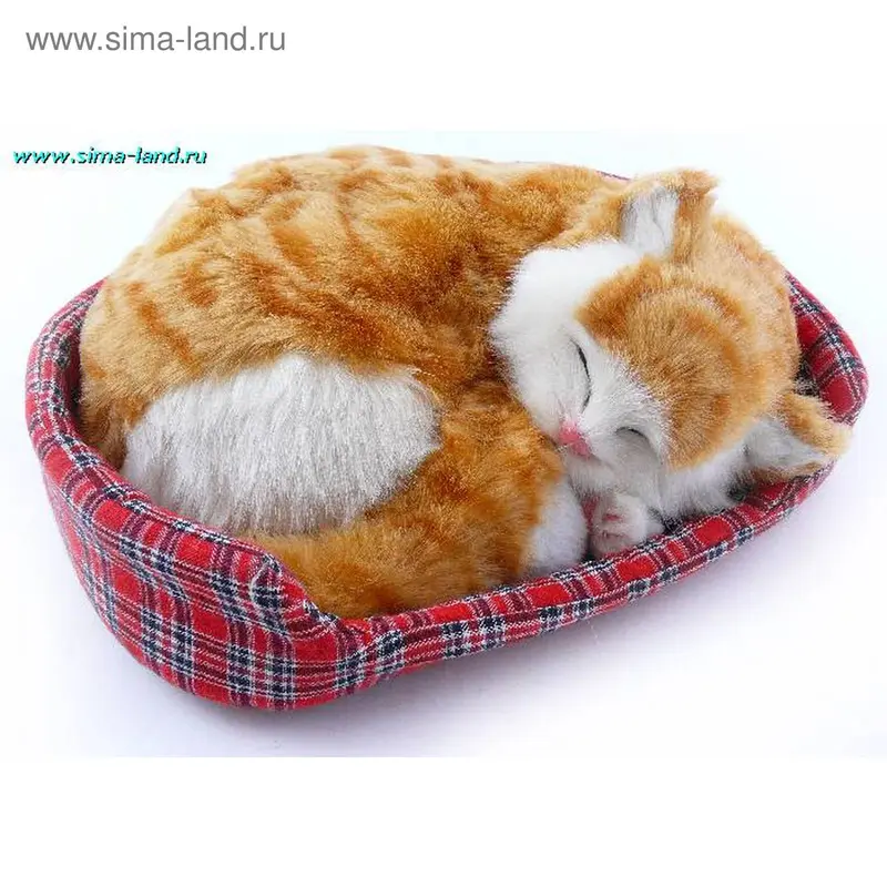 пушистик h=18*8*35см кошка спит,храпит,дышит (бокс 50 шт)