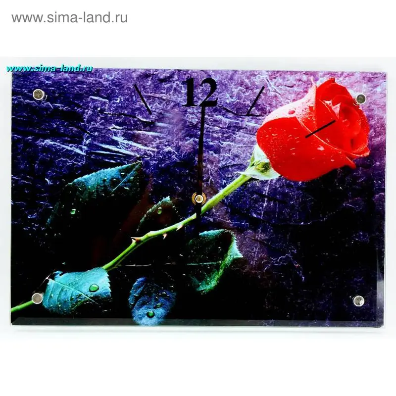 часы настенные стекло горизонтальные роза 25*36 (бокс 12 шт)