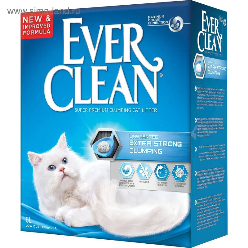 Наполнитель комкующийся Ever Clean Extra Strong Clumpin Unscented, без ароматизатора, 6л
