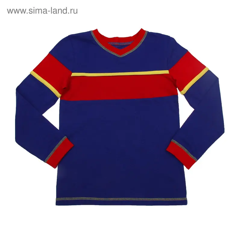 Джемпер для мальчика, рост 128 см, цвет васильковый/красный К-109