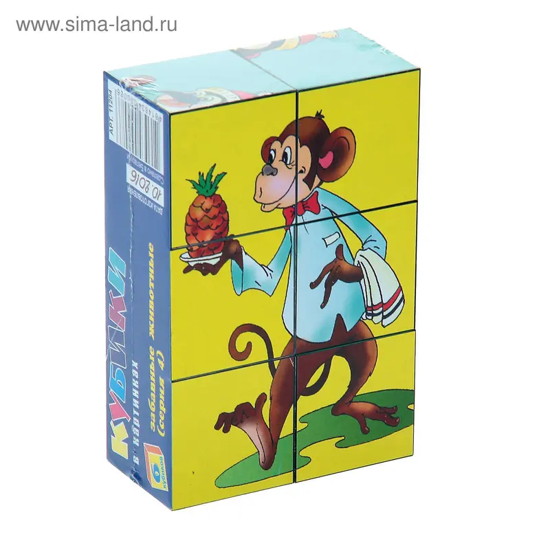Кубики "Забавные животные № 4", 6 штук
