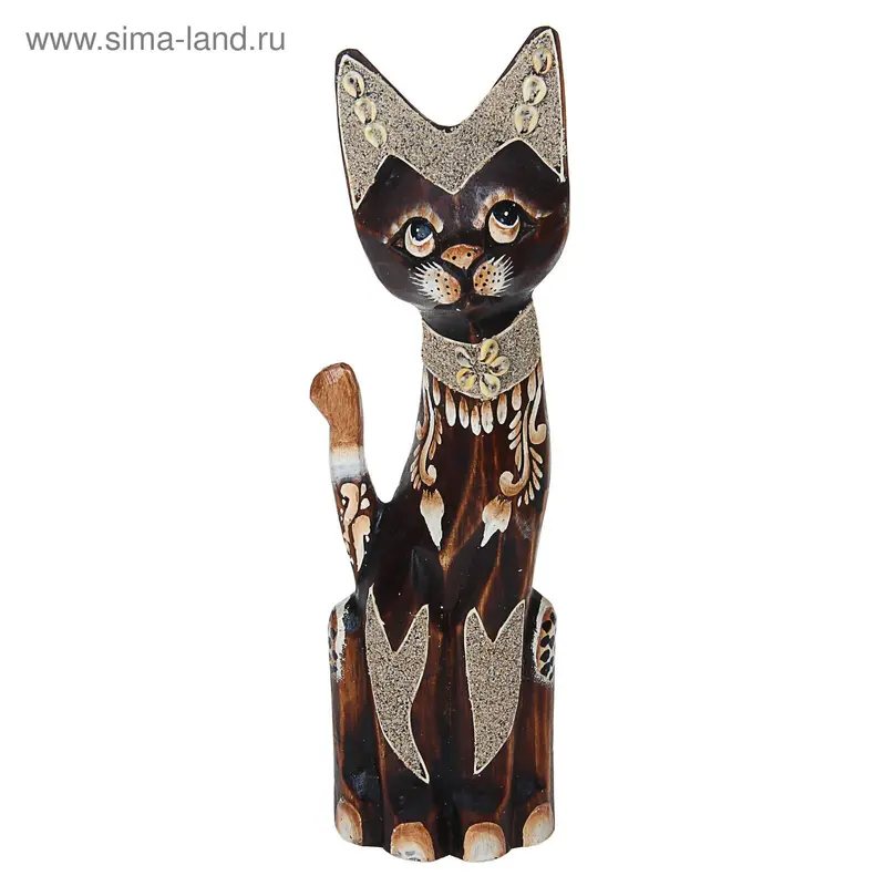 Деревянная фигурка "Кошка хвост трубой" 35 см