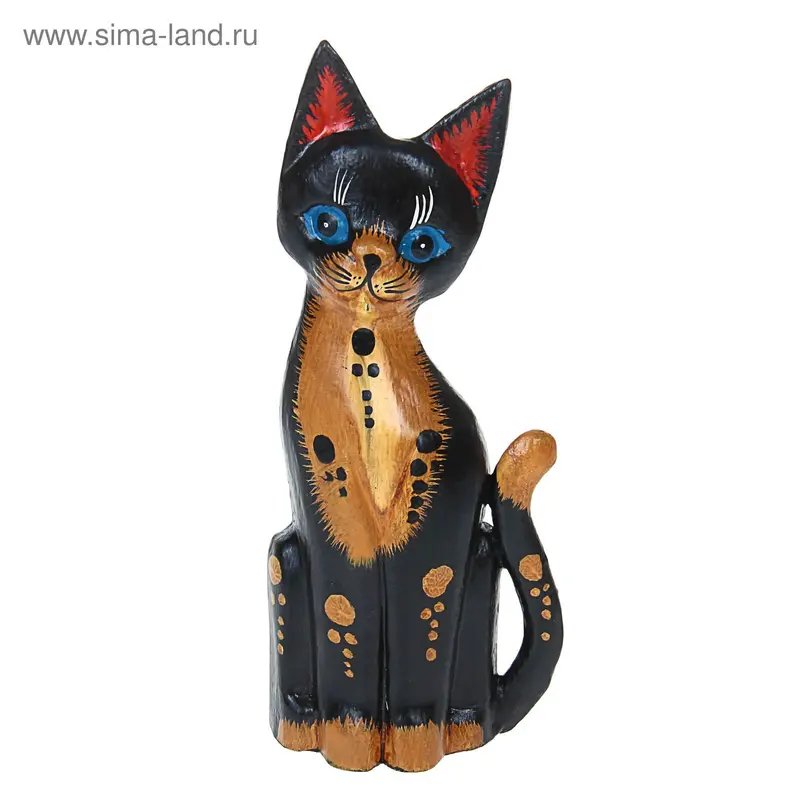 Деревянная фигурка "Кот черный" 25 см