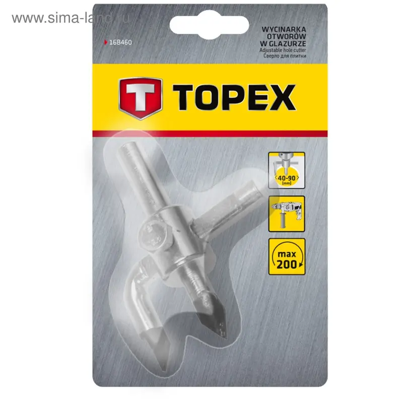 Сверло по кафелю TOPEX, Ø отверстий 40-90 мм