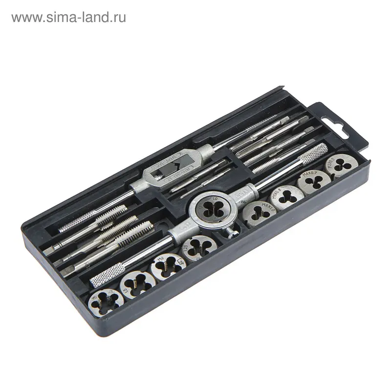 Плашки и метчики TOPEX, M3 - M12, набор 20 шт