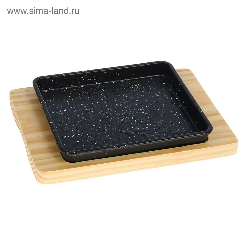 Сковорода на деревянной подставке "Марбл" 19х17,5 см