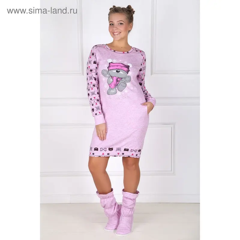 Туника женская Мишутка розовый р-р 50