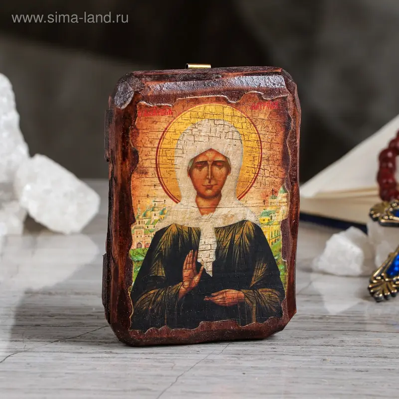Икона под старину карманная "Матрона", 7х10 см