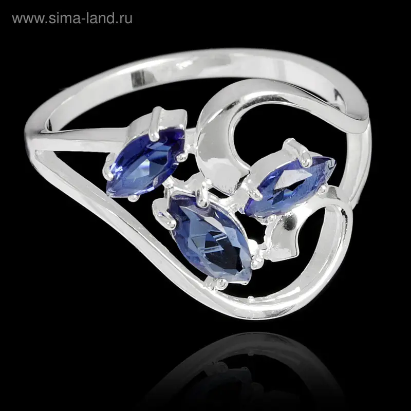 Кольцо азурит «Диковинка» 1002р9013, посеребрение, цвет синий, 18,5 р-р