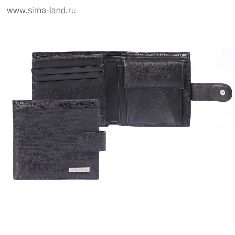 Портмоне мужское, 2 отдела, для карт, монет, чёрный