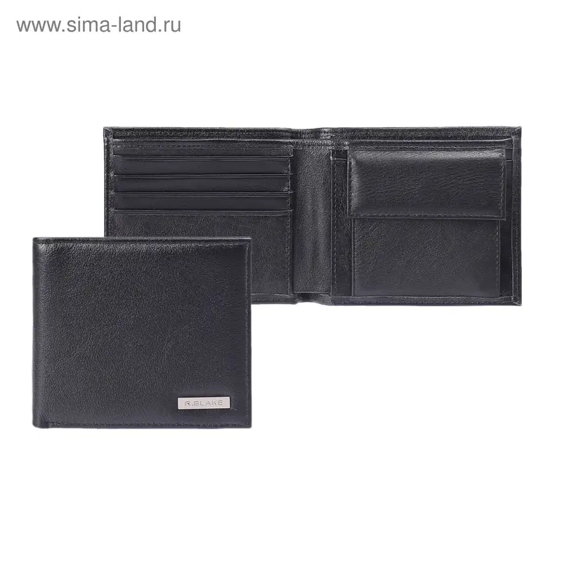 Портмоне мужское, 2 отдела, для карт, монет, чёрный