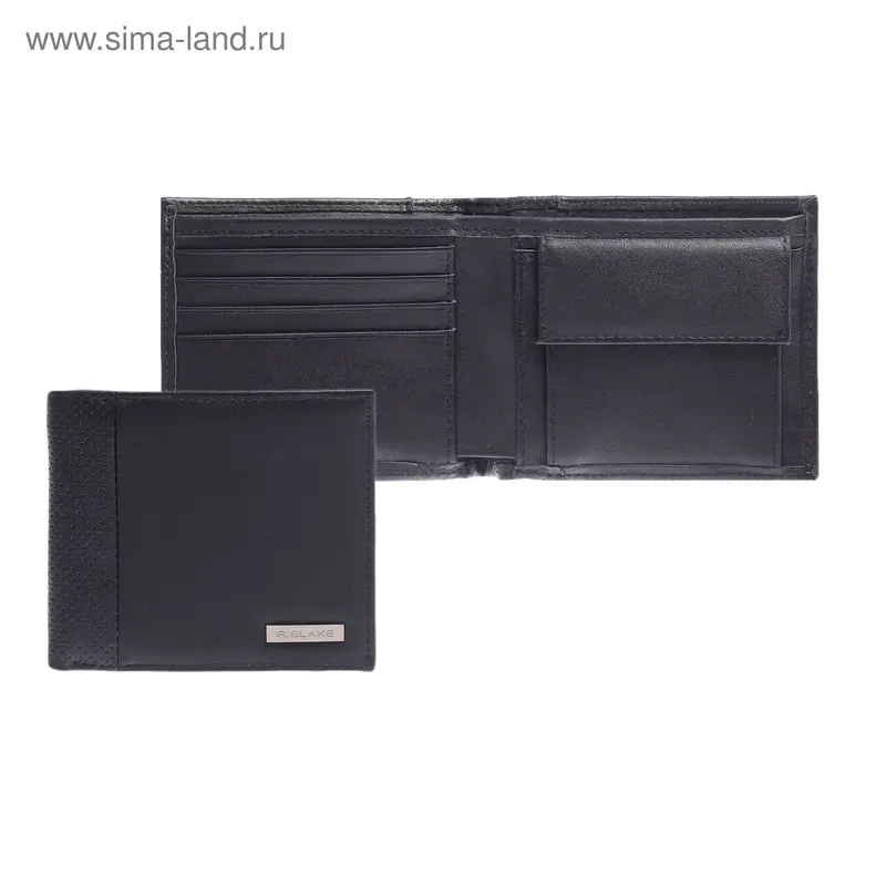 Портмоне мужское, 2 отдела, для карт, монет, чёрный