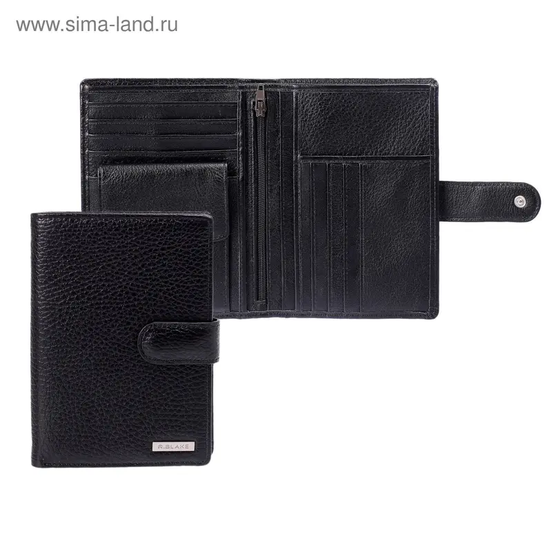 Портмоне мужское, 1 отдел, для карт, монет, чёрный