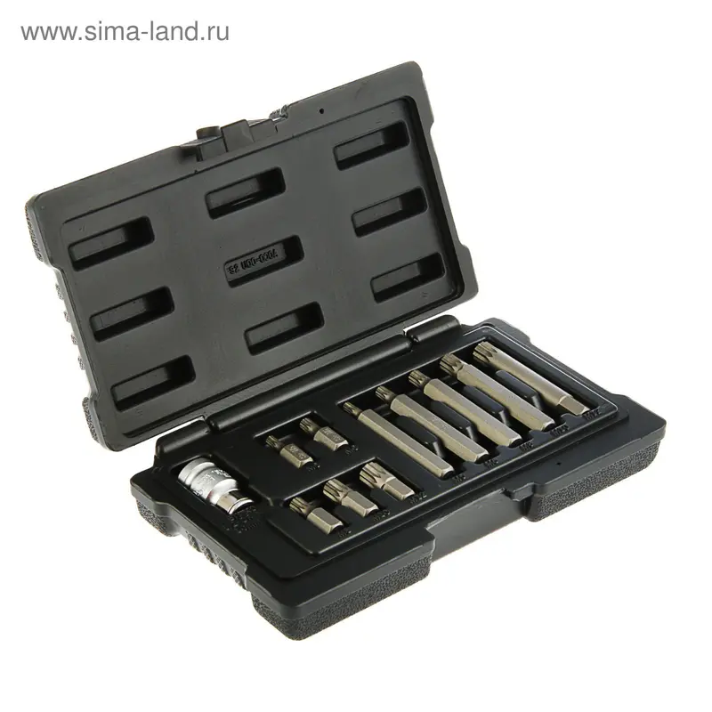 Набор бит STELS, SPLINE, хвостовик-шестигранник, 1/2'', CrV,10 мм, 11 предм