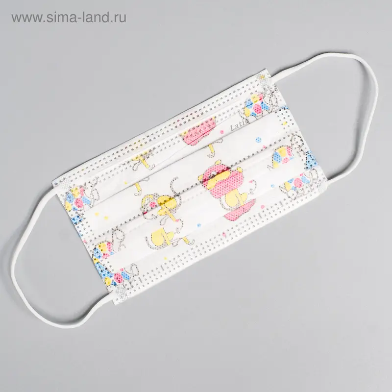 Маска медицинская детская Latio MF с рисунком звери, 10 шт/уп