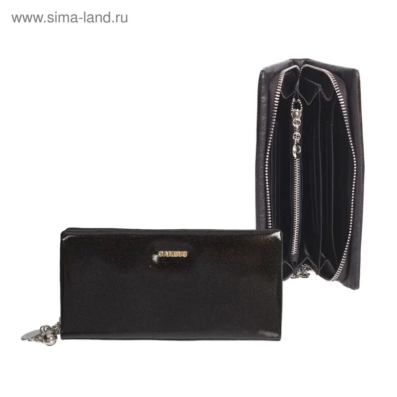 Кошелёк жен 07-03-01, 19*2,5*9,5см, 5 отд, д/карт, д/монет, на молнии, черный