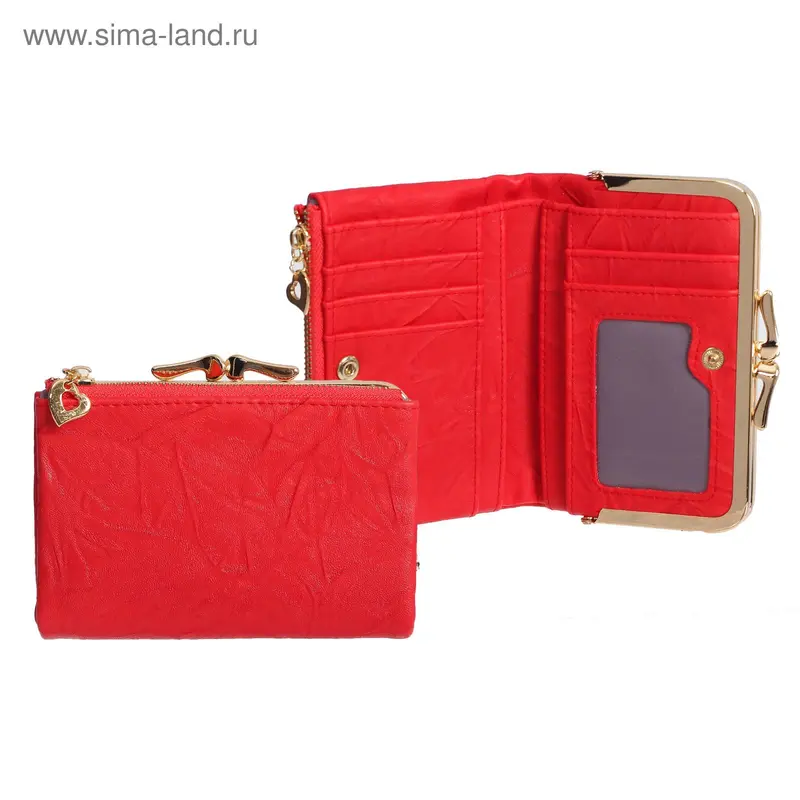 Кошелёк жен 10-01-01, 13*1*9см, отд на рамке, д/карт, д/монет, красный