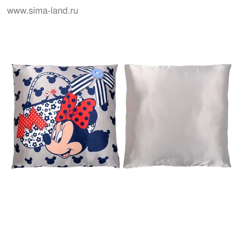 Подушка Disney в сатиновой наволочке 40*40см Минни, рисунок МИКС, синтепон, п/э