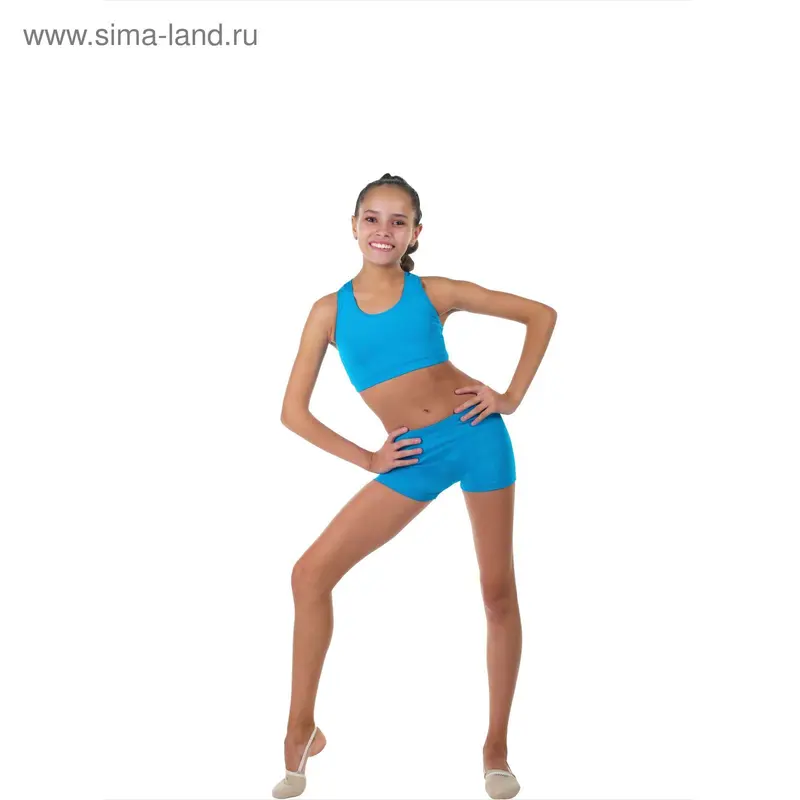 Шорты гимнастические, размер 34, цвет бирюзовый