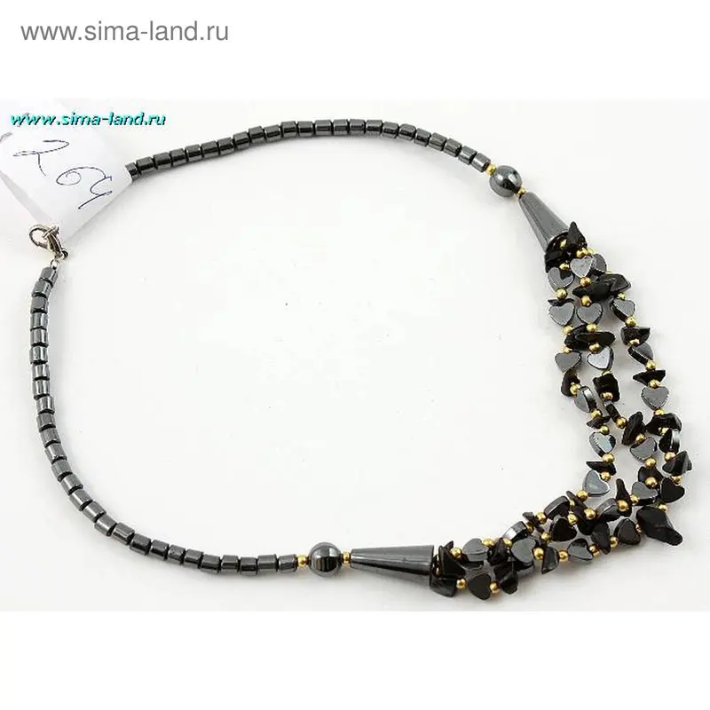 бусы гематит конус сердце камень 45см
