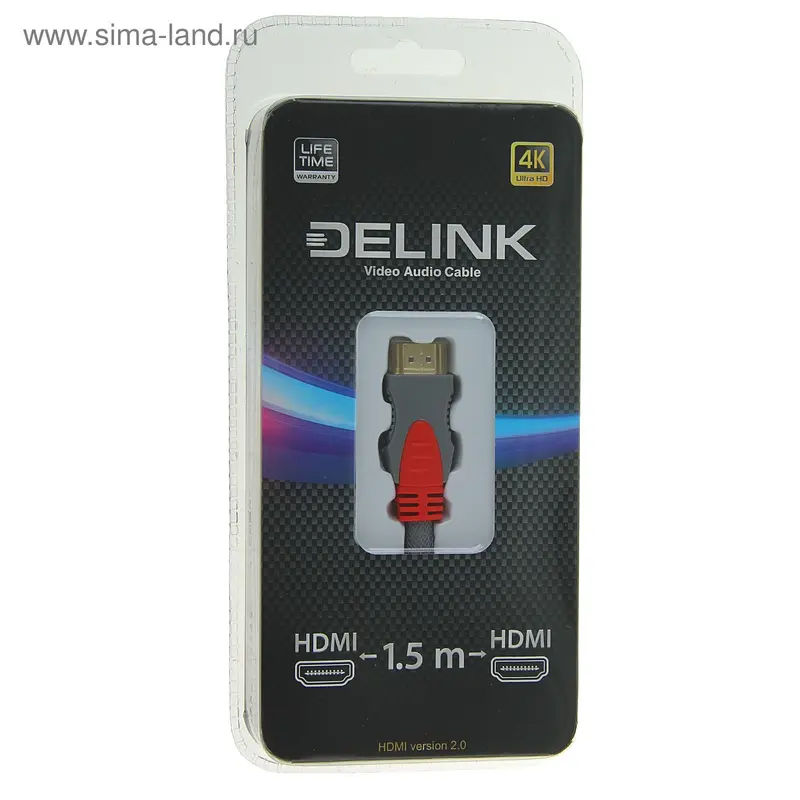 Кабель видео Delink 10056, HDMI(m)-HDMI(m), ver 2.0, 4К, 3D, 1.5 м, серый
