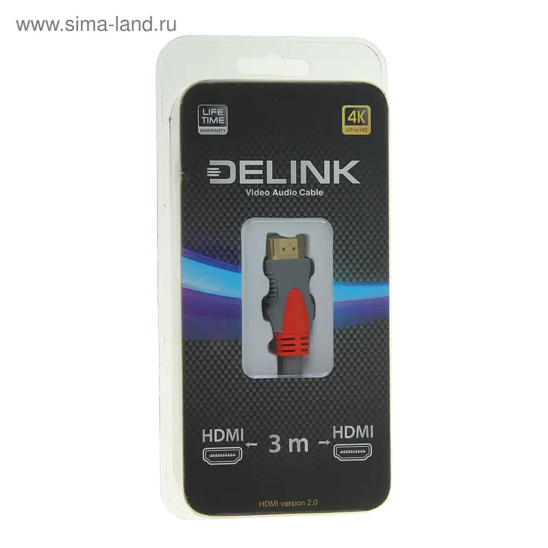 Кабель видео Delink 10058, HDMI(m)-HDMI(m), ver 2.0, 4К, 3D, 3 м, серый