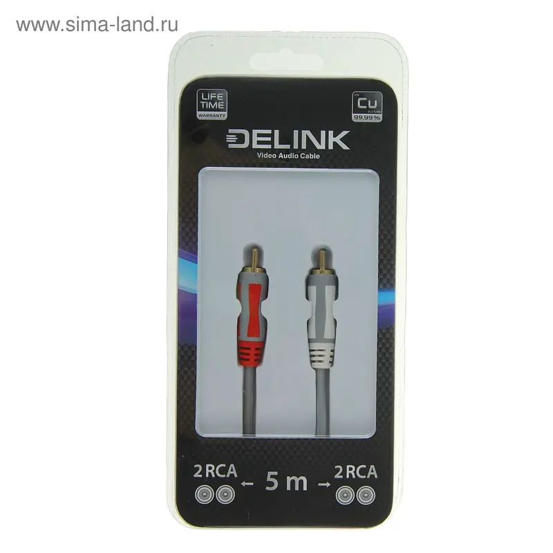 Кабель аудио/видео Delink 3660, 2xRCA(m)-2xRCA(m), 5 м, серый
