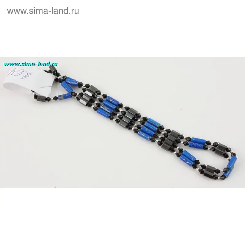 бусы-браслет магнит синий 87см