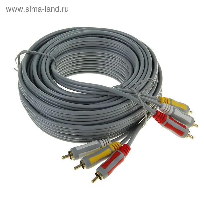 Кабель аудио/видео Delink 3670, 3xRCA(m)-3xRCA(m), 10 м, серый
