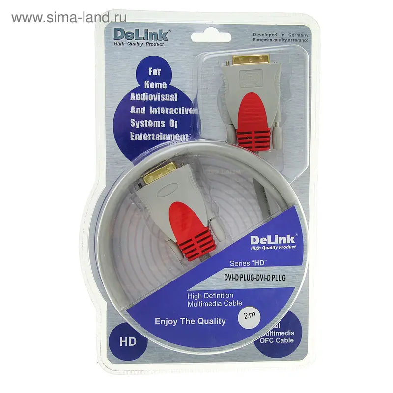 Кабель видео Delink 7552, DVI(m)-DVI(m), 2 м, серый