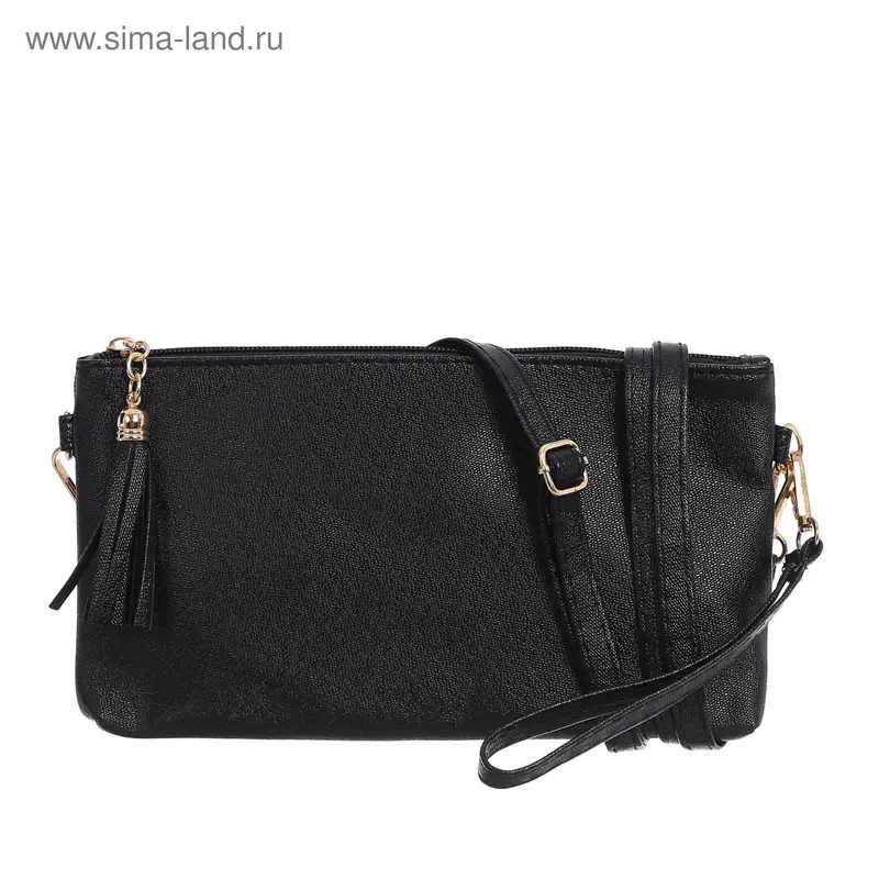 Клатч Классик, 24*2*14см, 1 отд перег на молнии, нар карман, ручка, дл. ремень, черный