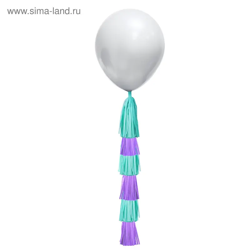 Воздушный шар, белый, с тассел лентой, 24"