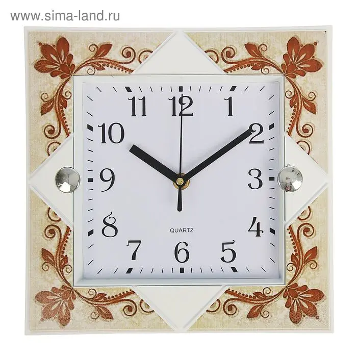 Часы настенные квадратные "Коричневые узоры", 26 × 26 см