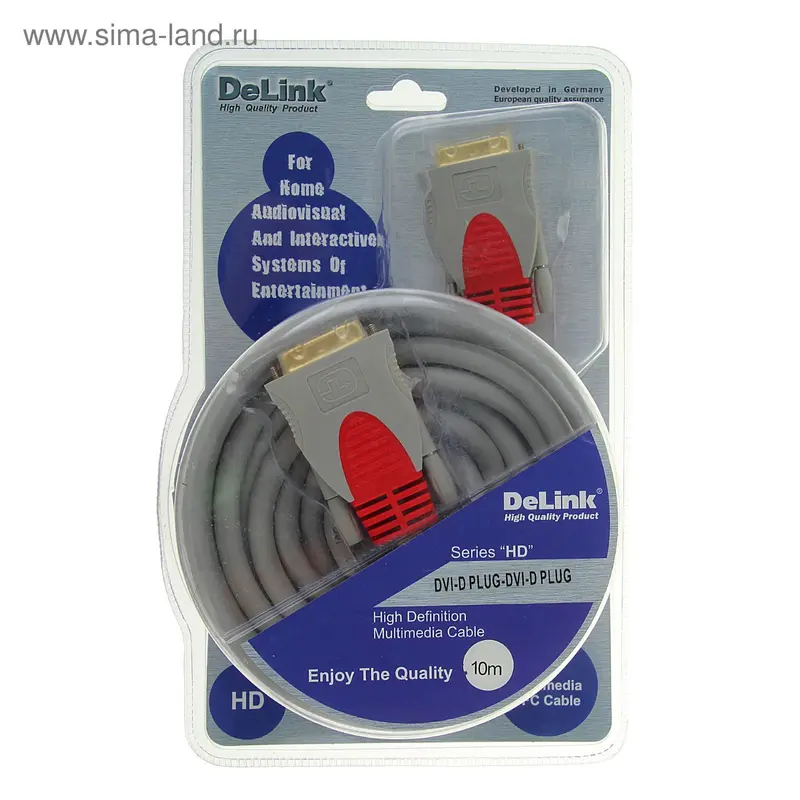 Кабель видео Delink 7998, DVI(m)-DVI(m), 10 м, серый