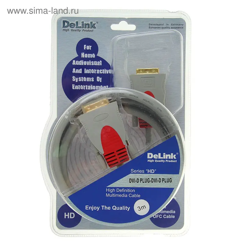 Кабель видео Delink 7553, DVI(m)-DVI(m), 3 м, серый
