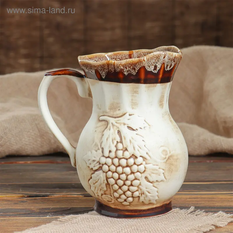 Кувшин "Виноград", под шамот, 1.5 л, микс